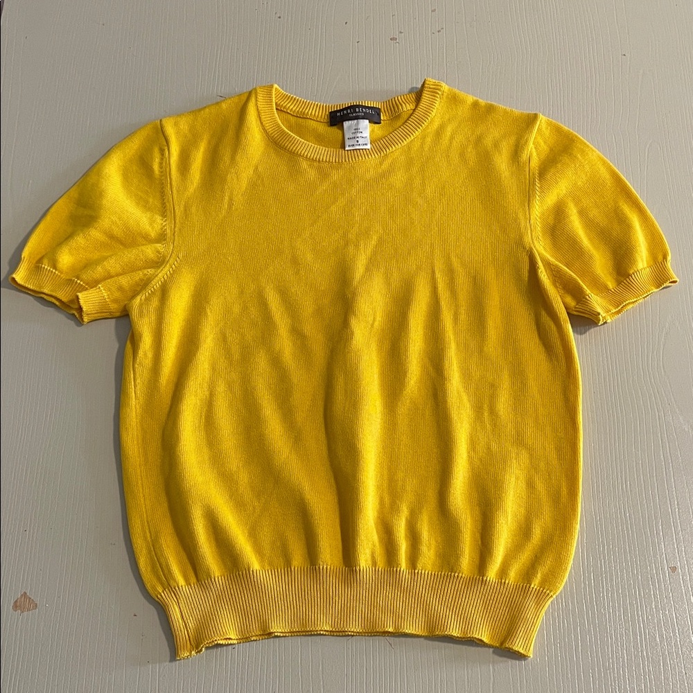 Henri Bendel Vibrant Yellow Crewneck Sweater